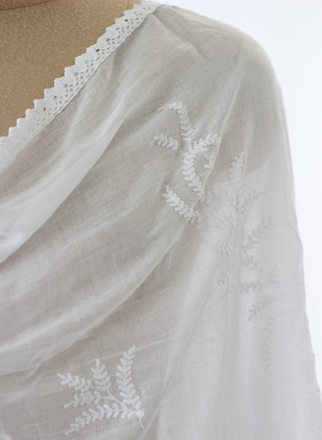 Mezin Cotton Crossiya Snake Gpo White Lace Border for Dress, Kurtis, Dupatta, Bag, Craft and Decorations(9 Mtr) - Image 5